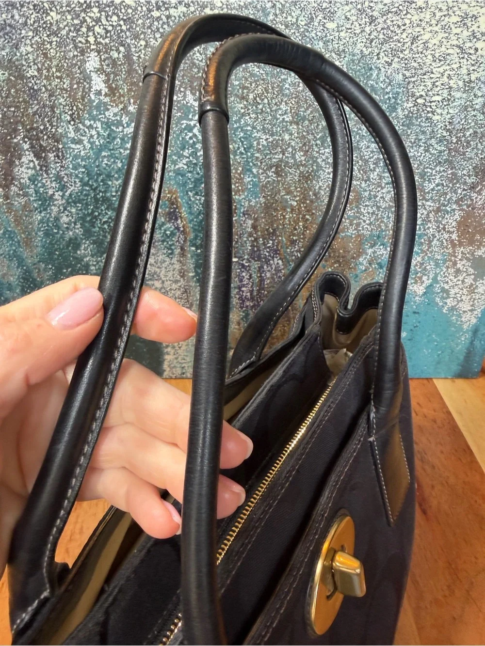Coach Classic Y2K 2008 Hamptons Madeline Signature Black Satchel Bag